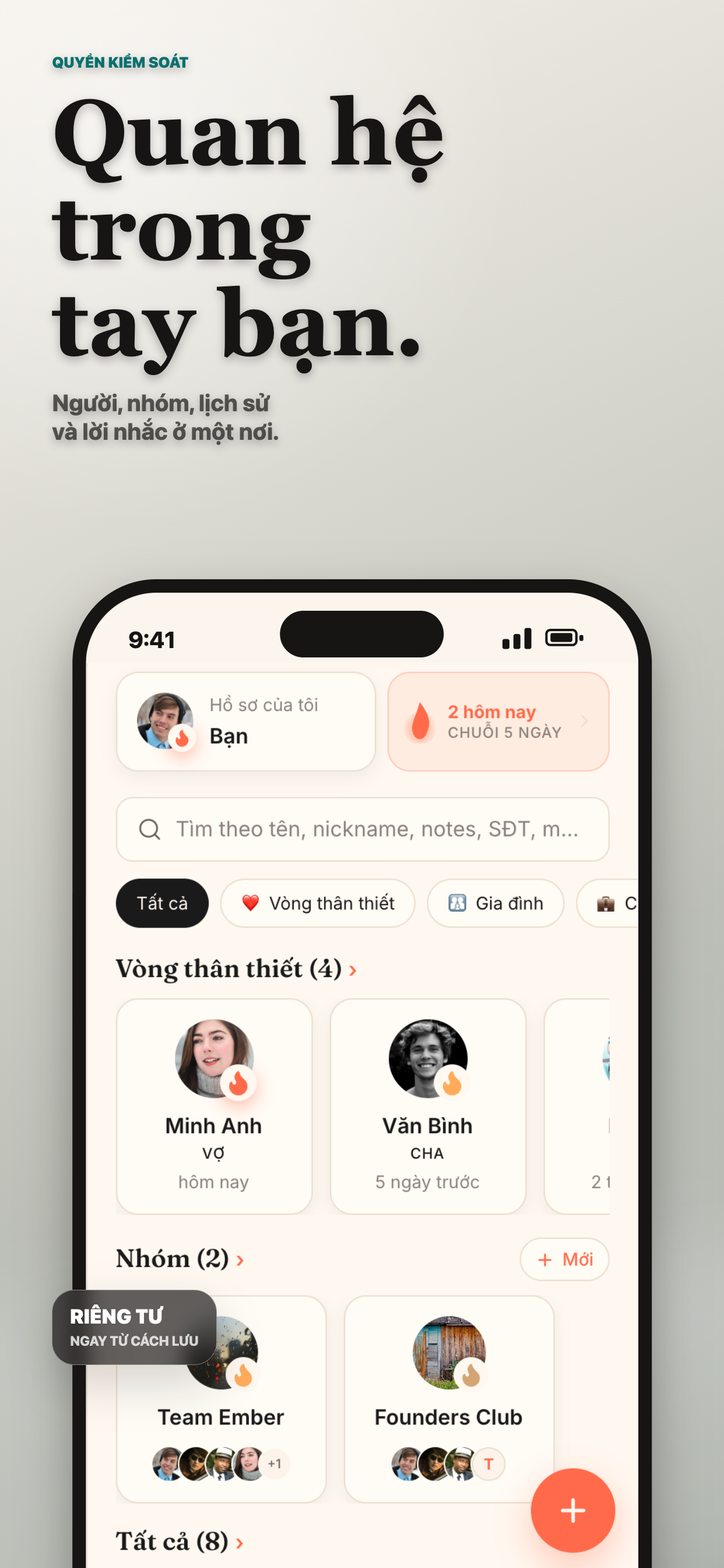 Ember: Danh bạ cá nhân - Screenshot 1
