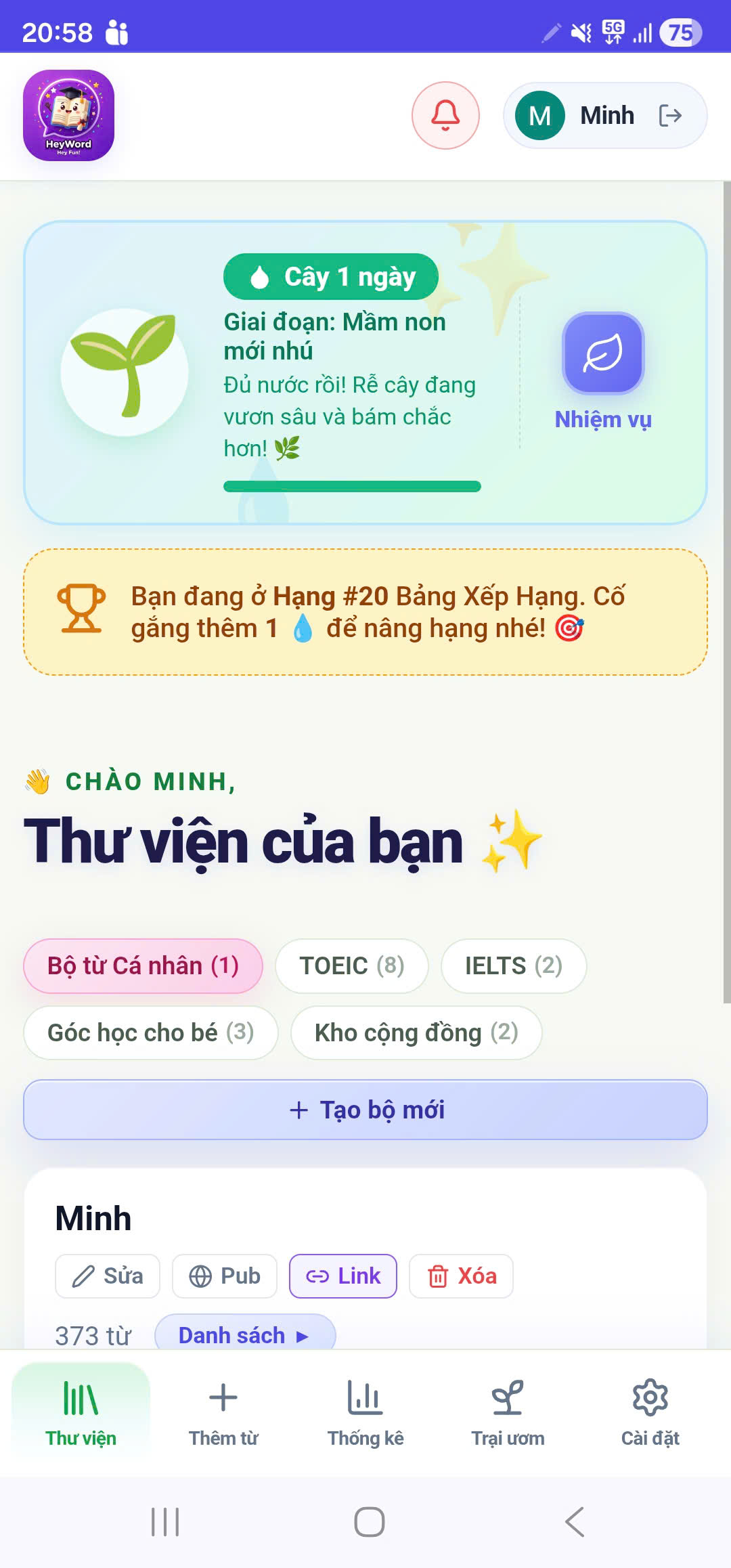 HeyWord — Học Từ Vựng Tiếng Anh TOEIC & Giao Tiếp Bằng AI - Screenshot 3