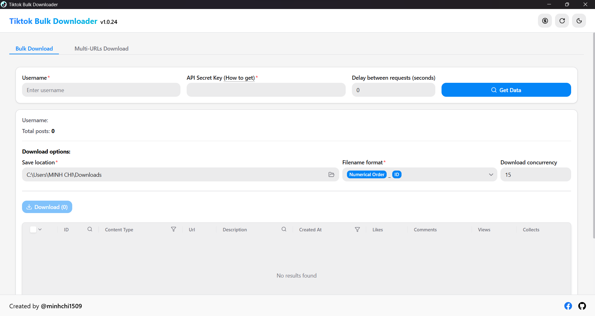 Tiktok Bulk Downloader Desktop App - Screenshot 1