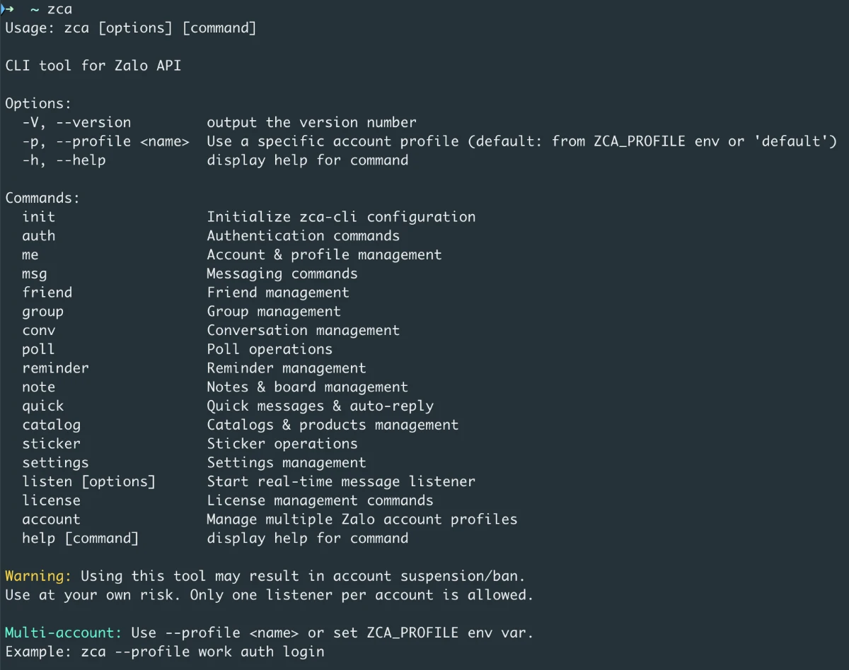 zca-cli - Screenshot 2