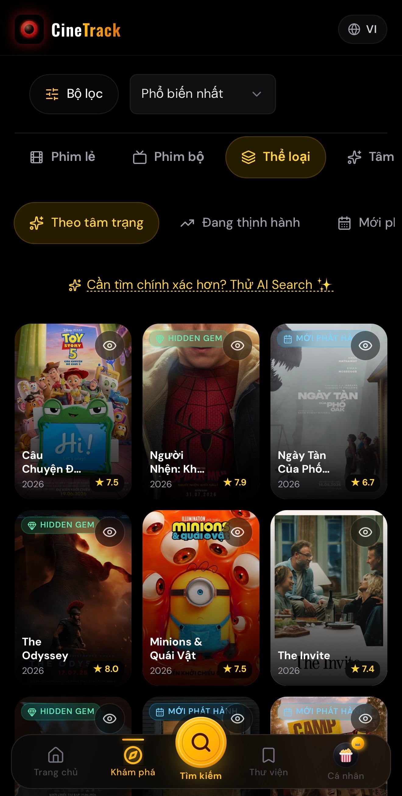 CineTrack — tìm phim bằng cách mô tả, track phim & TV - Screenshot 3