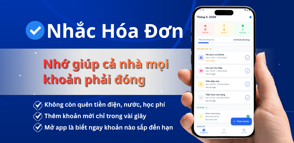 Sổ Đóng Tiền - Nhắc hóa đơn - Screenshot 1