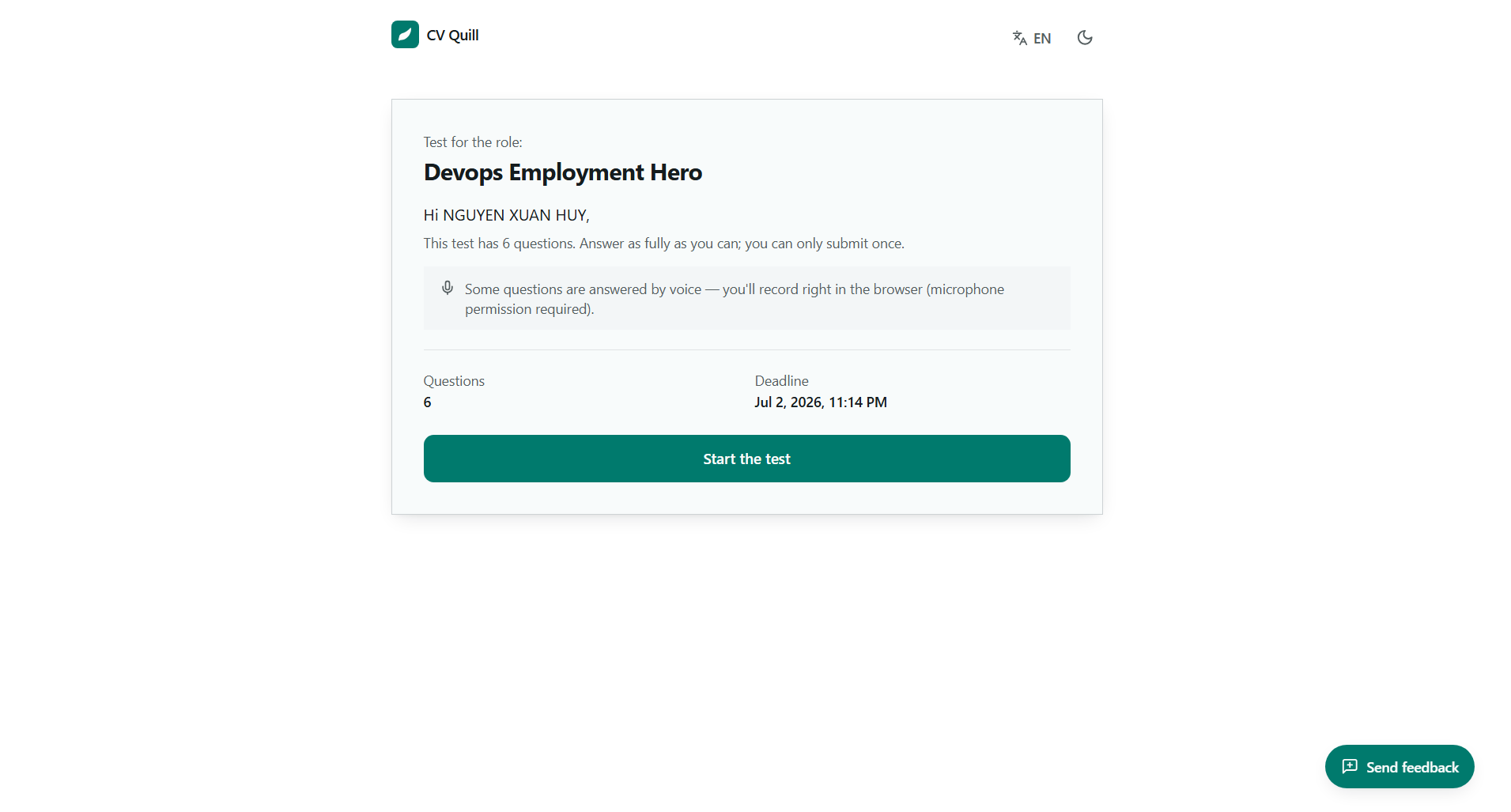 CV Quill — Đánh giá CV, đối chiếu JD & luyện phỏng vấn - Screenshot 5