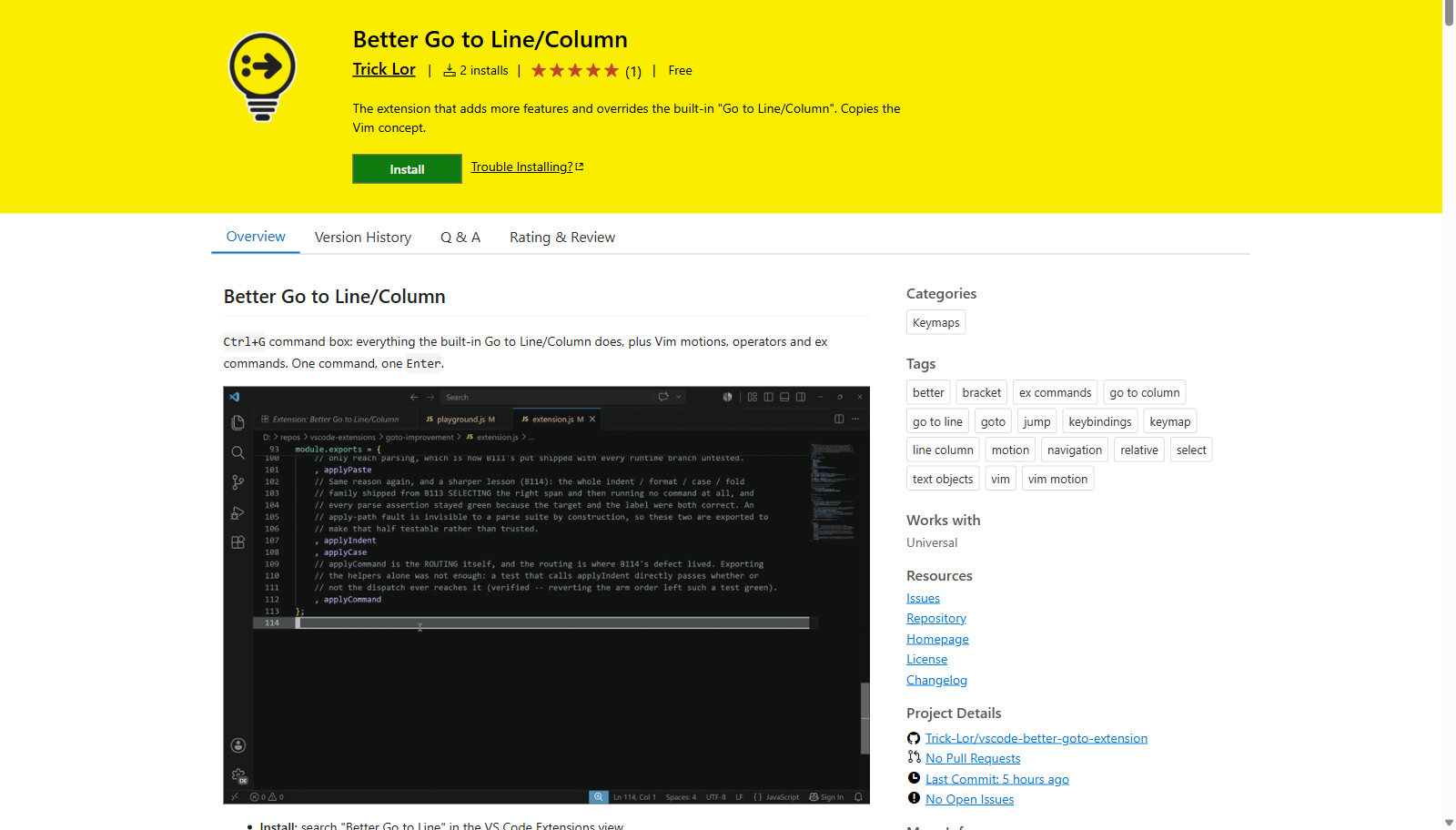 Better Go to Line/Column - Screenshot 1
