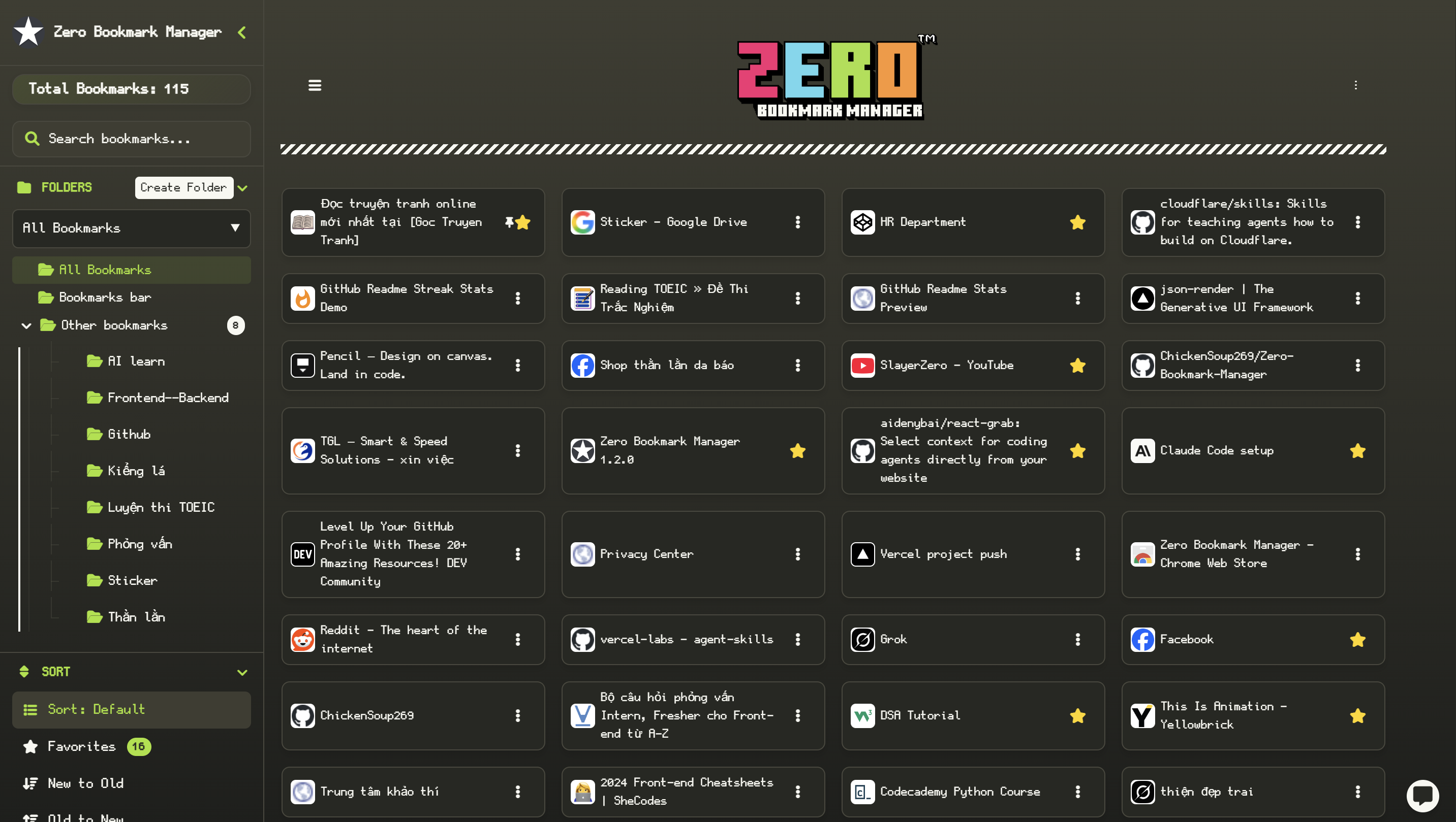 Zero Bookmark Manager - Screenshot 1