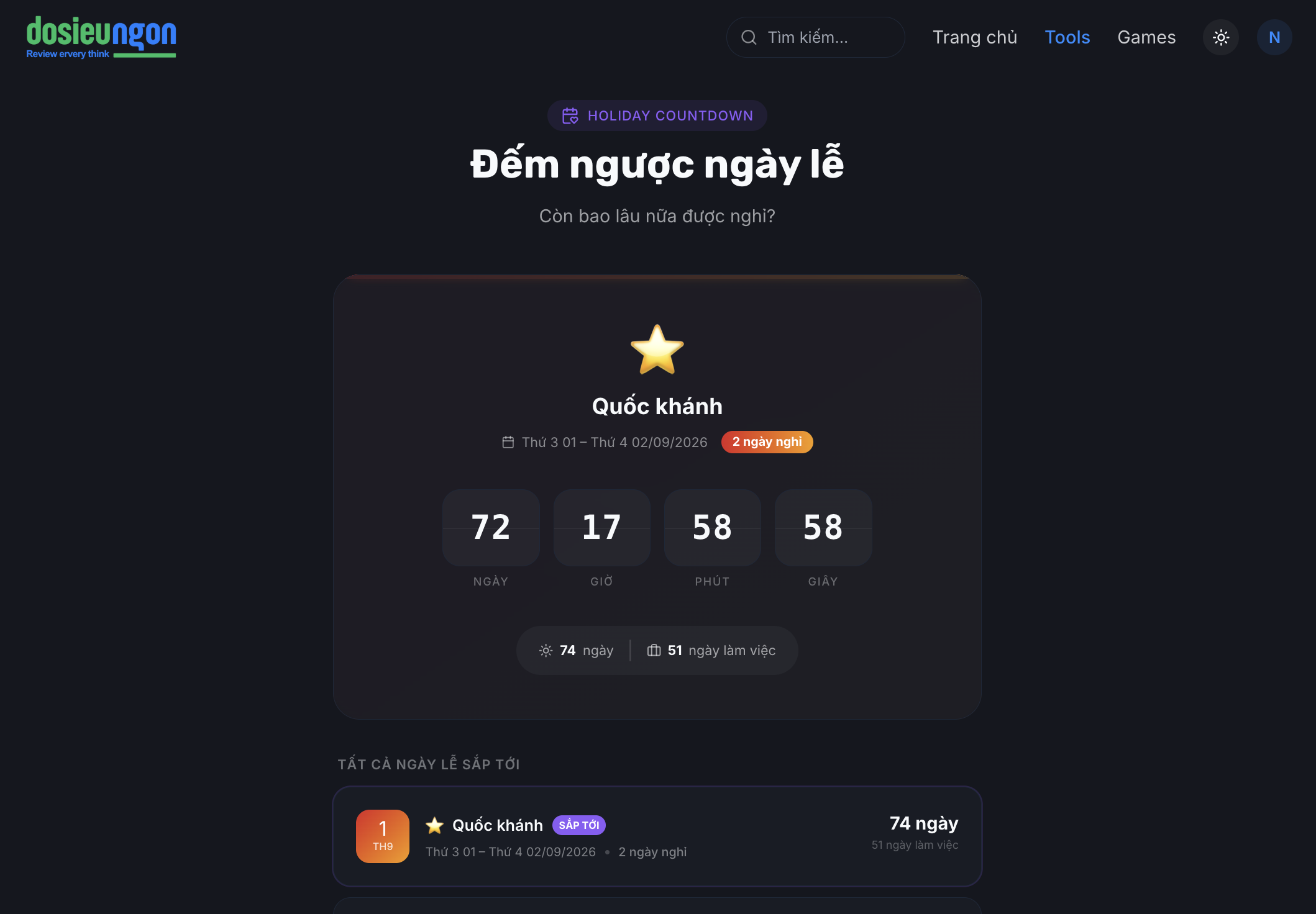 Đếm ngược lễ Việt Nam - Screenshot 1