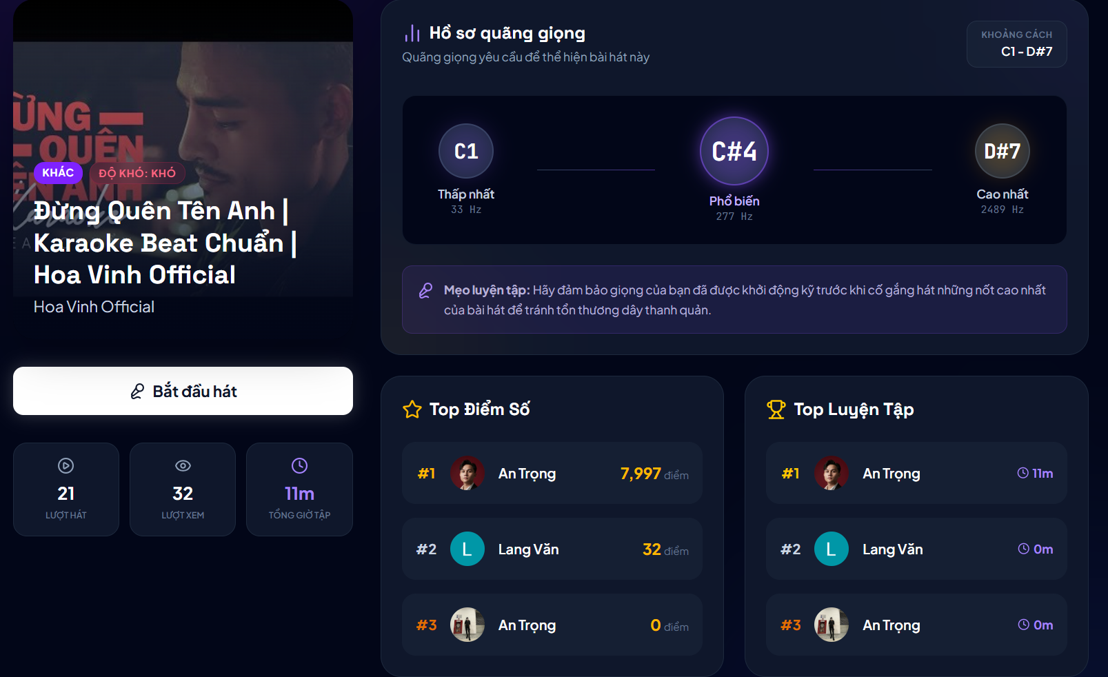 Vocal Master - Đánh giá & Luyện Hát AI - Screenshot 2