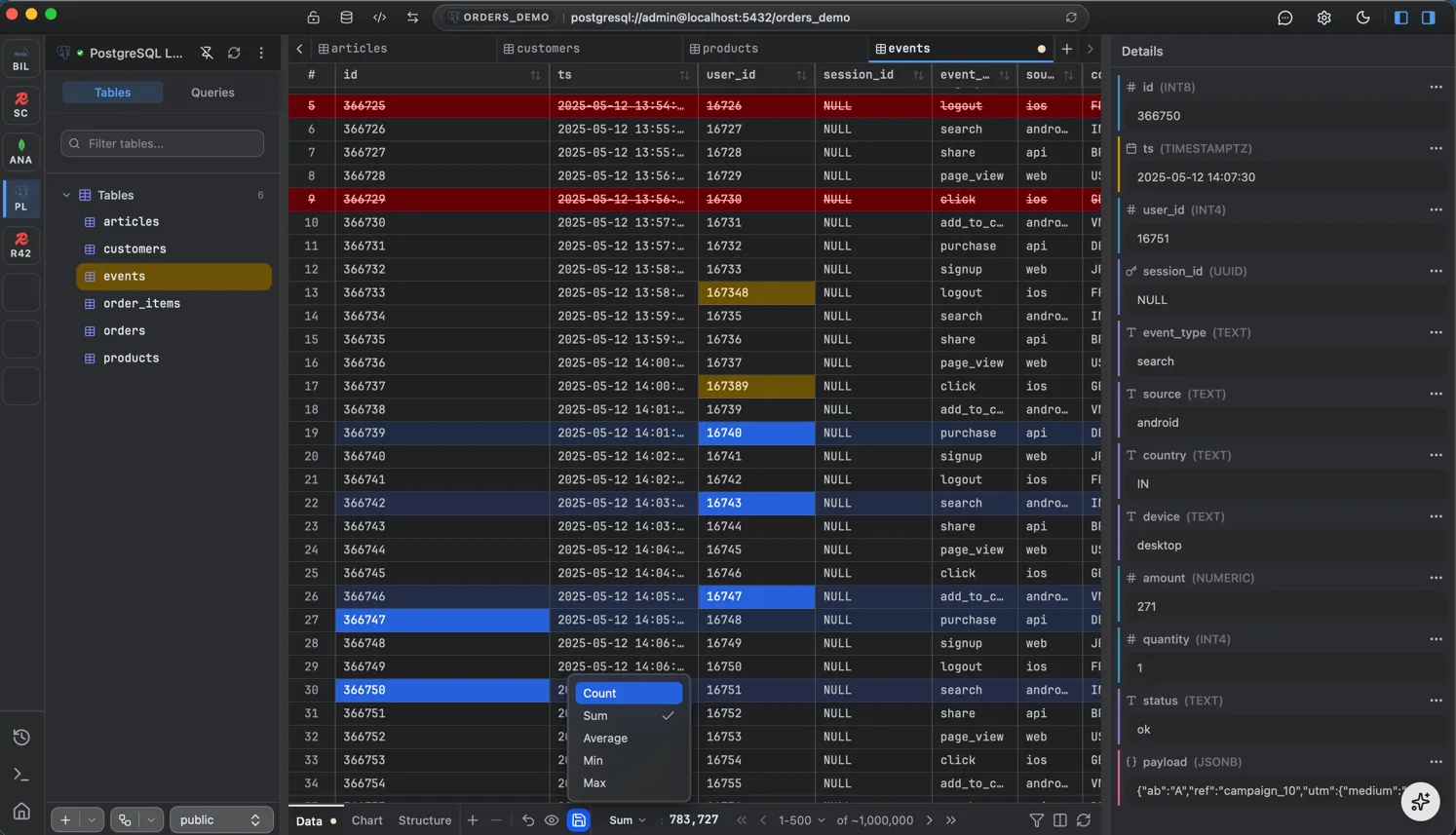 FlexTable - SQL & NoSQL database client, one editor - Screenshot 1