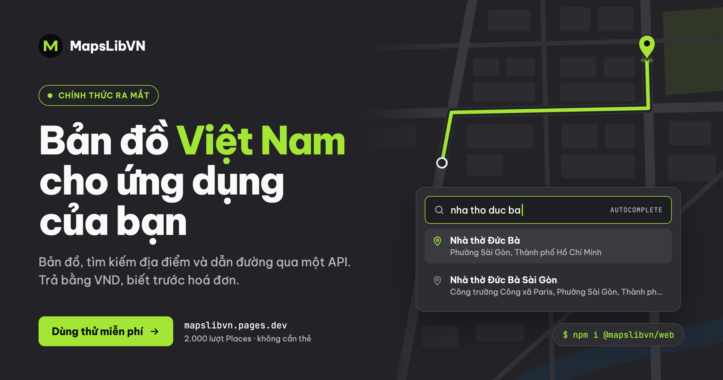 MapsLibVN — API bản đồ và địa điểm Việt Nam - Screenshot 1