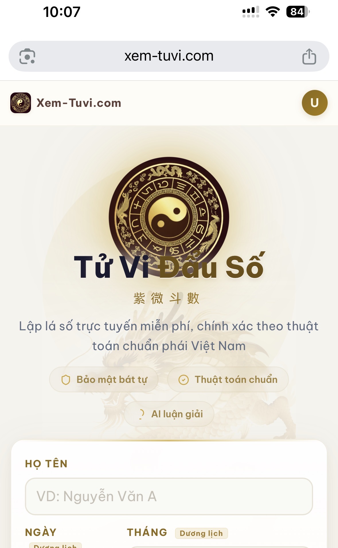 Xem Tử Vi Đẩu Số Online | Lá Số Tử Vi Trọn Đời - Screenshot 1