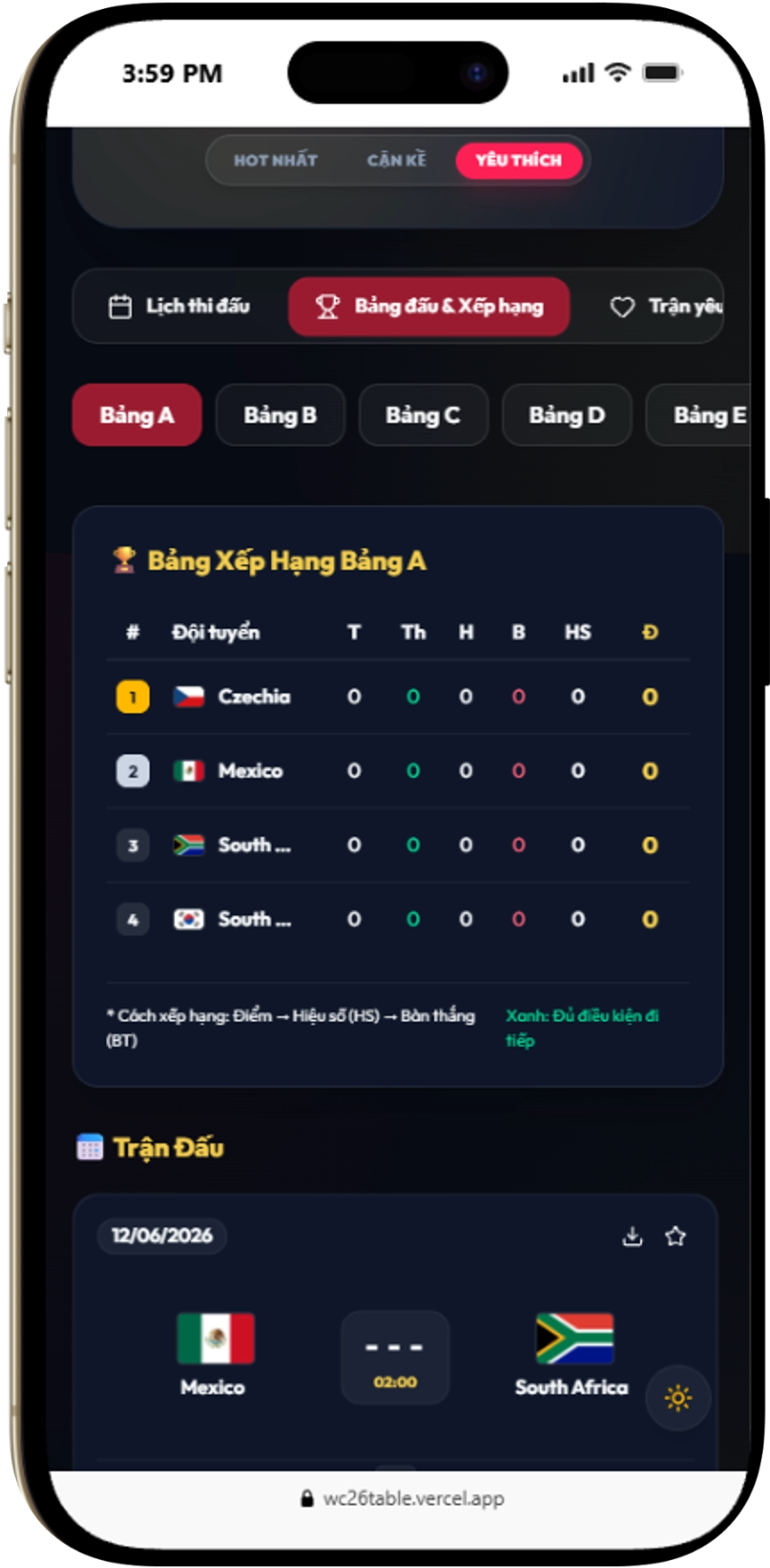 Lịch Thi Đấu World Cup 2026 - Screenshot 2