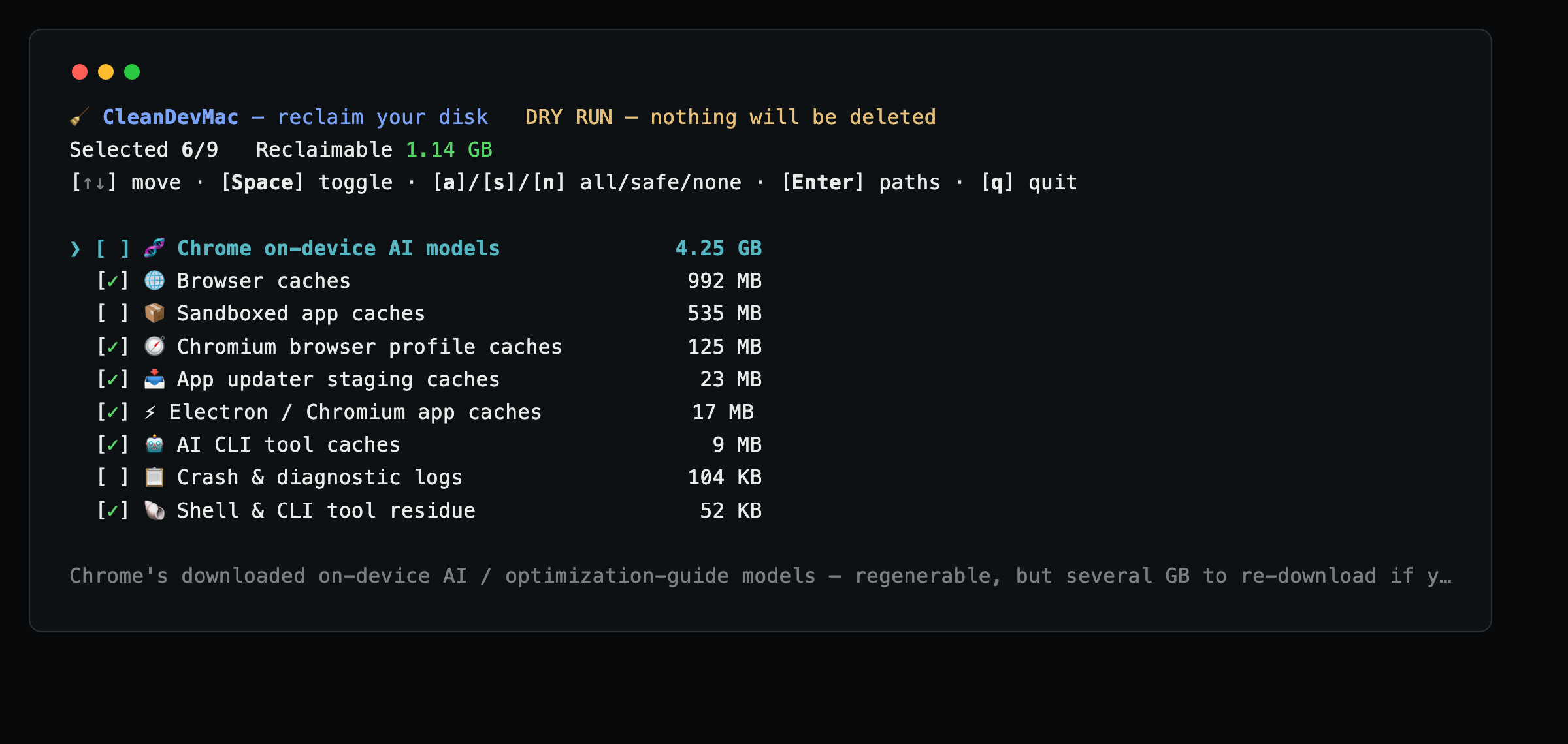 CleanDevMac (cdm) - dọn rác macOS - Screenshot 2