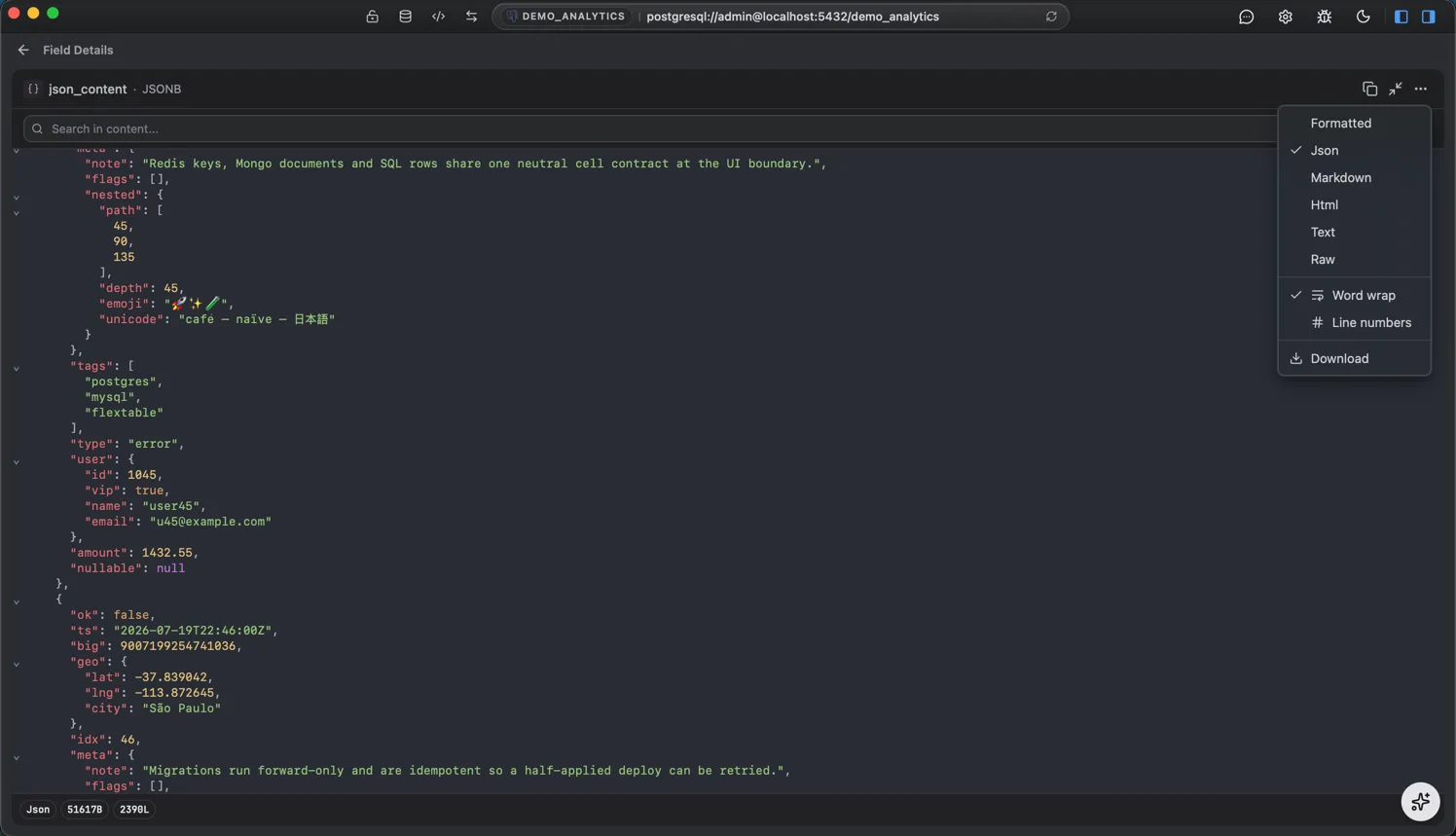 FlexTable - SQL & NoSQL database client, one editor - Screenshot 4