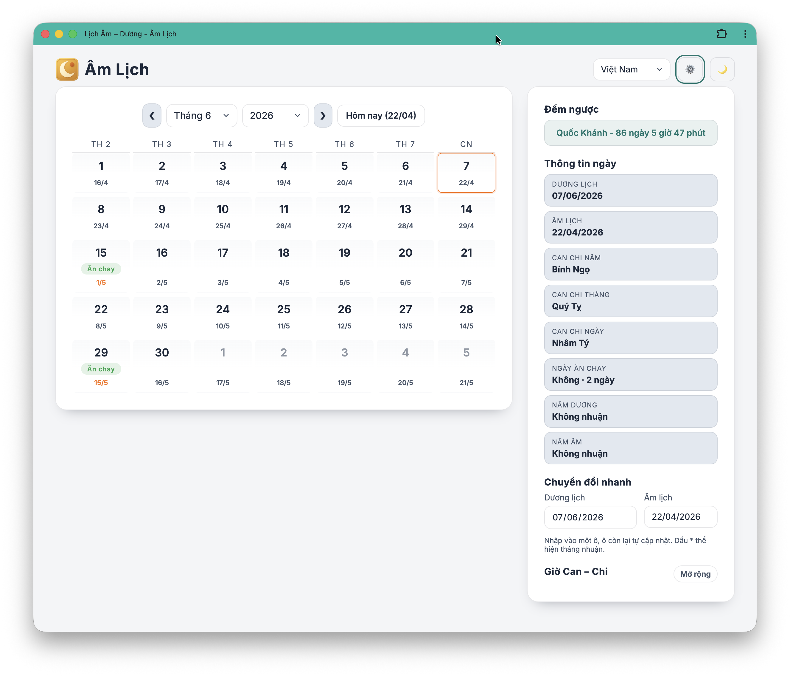 Lịch Âm Dương – Lịch Vạn Niên PWA - Screenshot 3