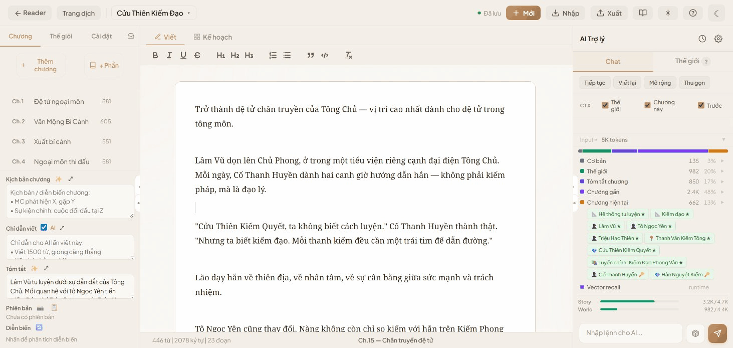 Writer - Webapp hỗ trợ viết truyện với AI - Screenshot 2