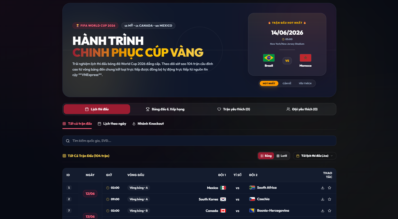 Lịch Thi Đấu World Cup 2026 - Screenshot 3