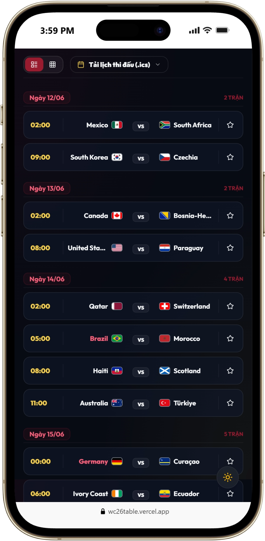 Lịch Thi Đấu World Cup 2026 - Screenshot 1