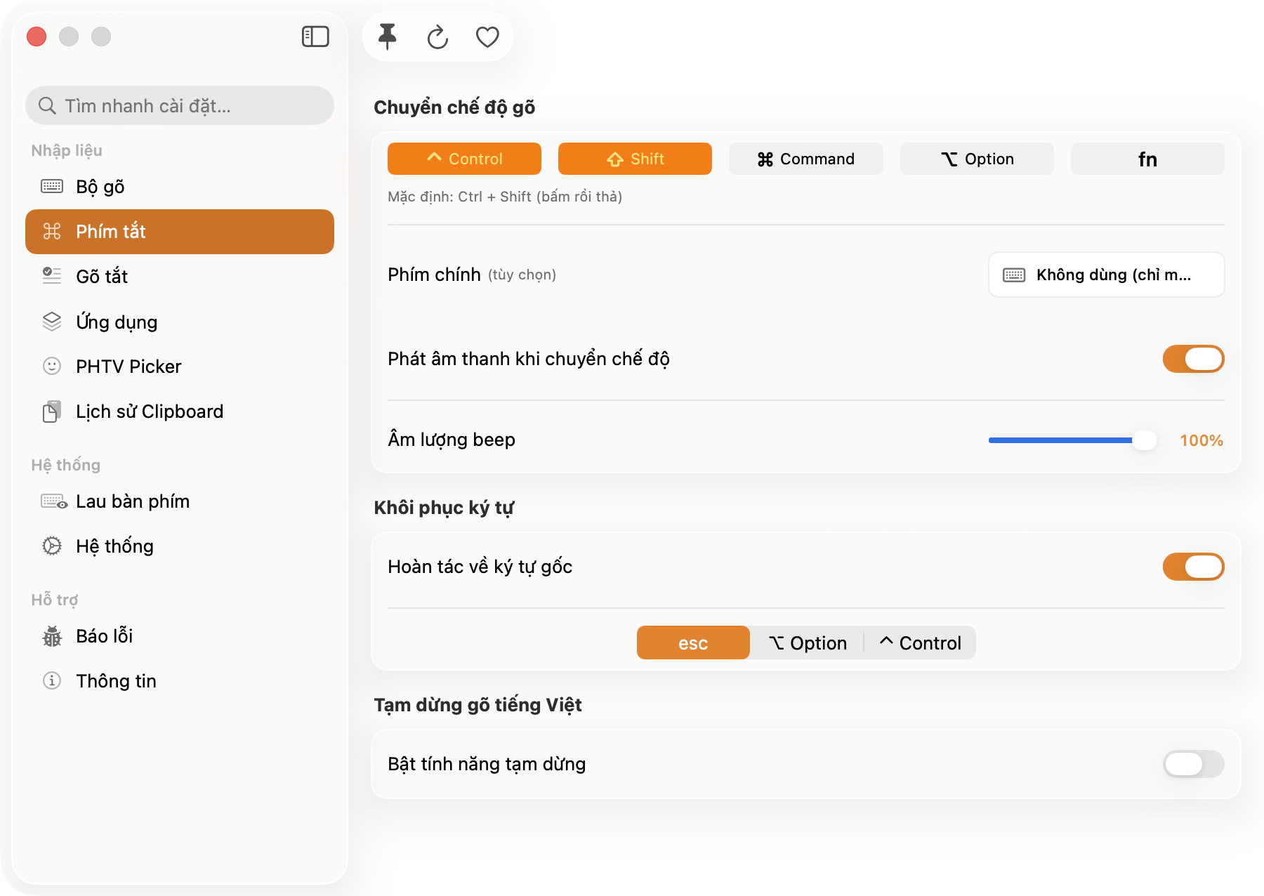 PHTV - Gõ tiếng Việt trên macOS - Screenshot 2
