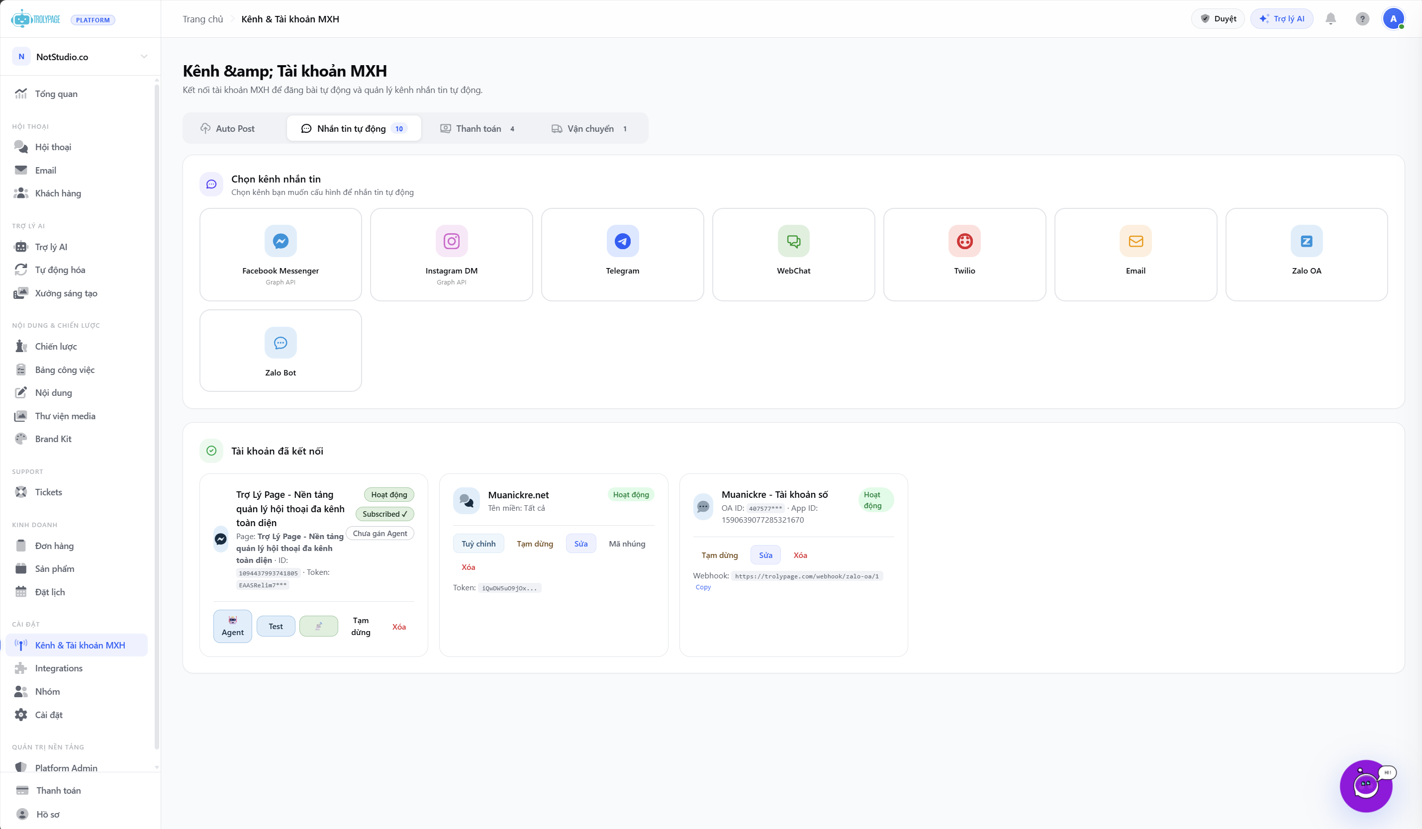 Trợ Lý Page - AI Agent Đa Kênh Toàn Diện - Screenshot 3