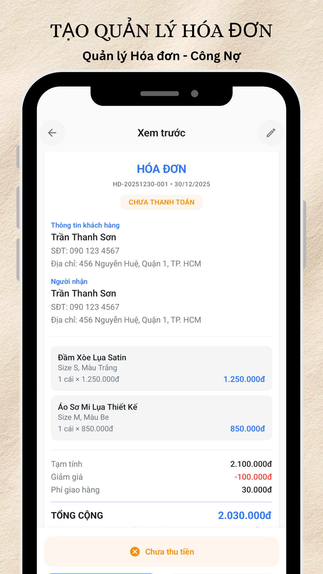 Tạo Hóa Đơn & Quản Lý Shop - Screenshot 5