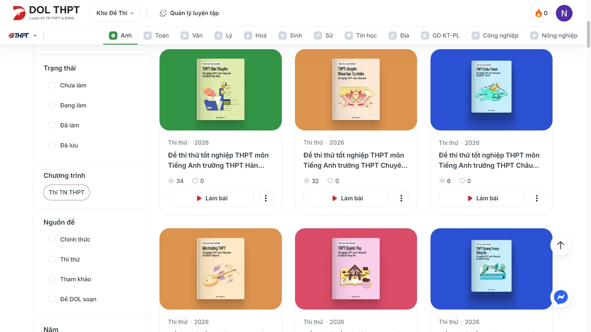 DOL THPT - Nền tảng luyện thi miễn phí dành cho học sinh - Screenshot 2