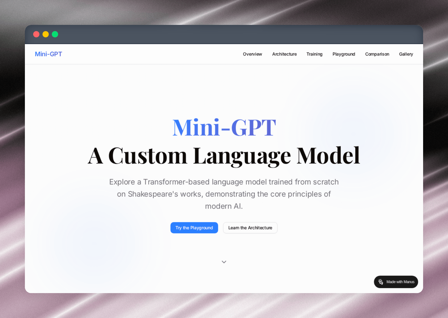 Mini-GPT Model Showcase - Screenshot 1