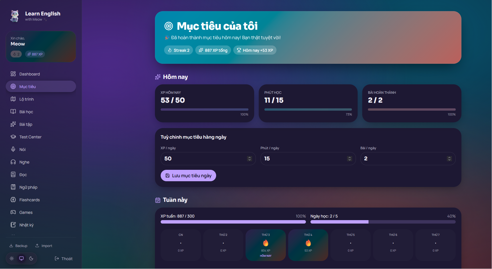 Learn English with Meow - Screenshot 1