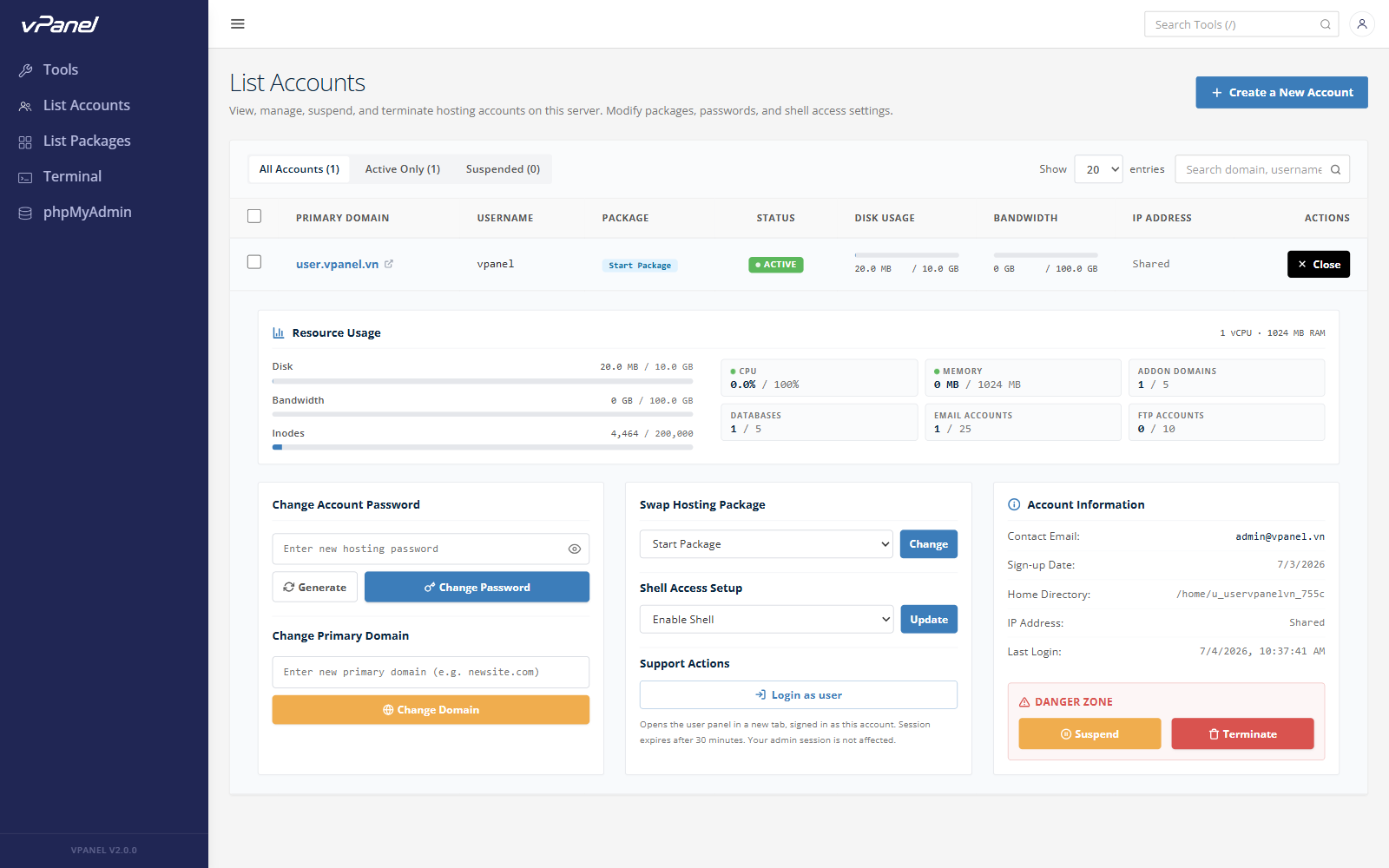 vPanel - Quản trị Máy chủ VPS / Cloud Server - Screenshot 3