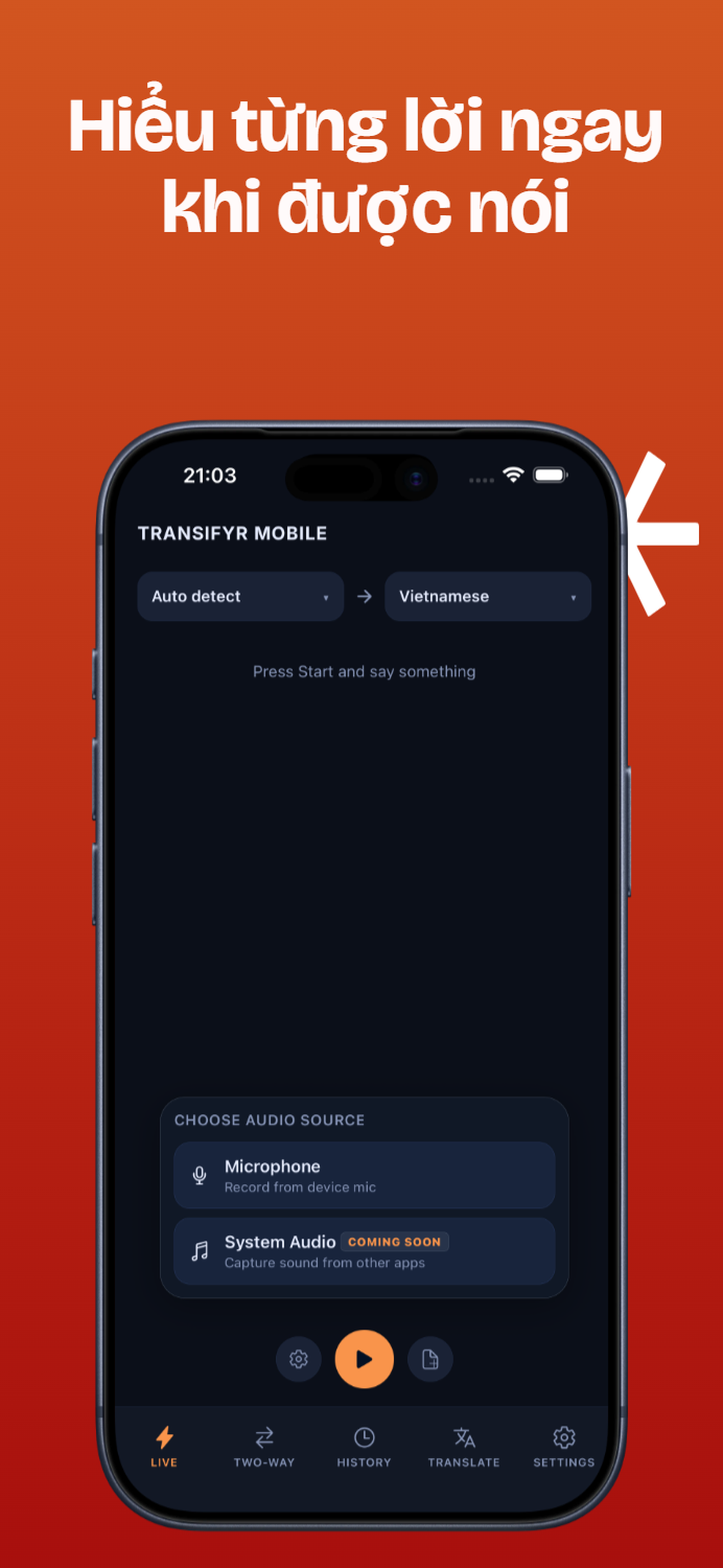 Transifyr Mobile (iOS + Android) - Screenshot 2
