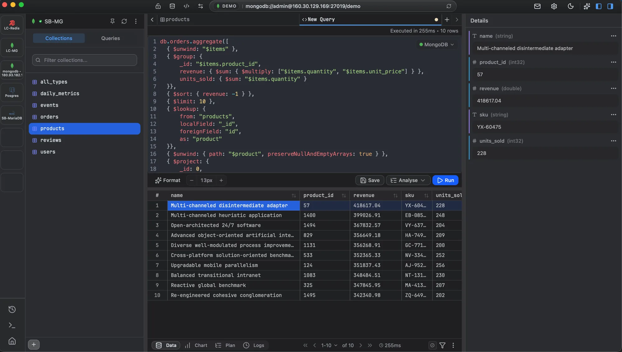 FlexTable - SQL & NoSQL database client, one editor - Screenshot 5