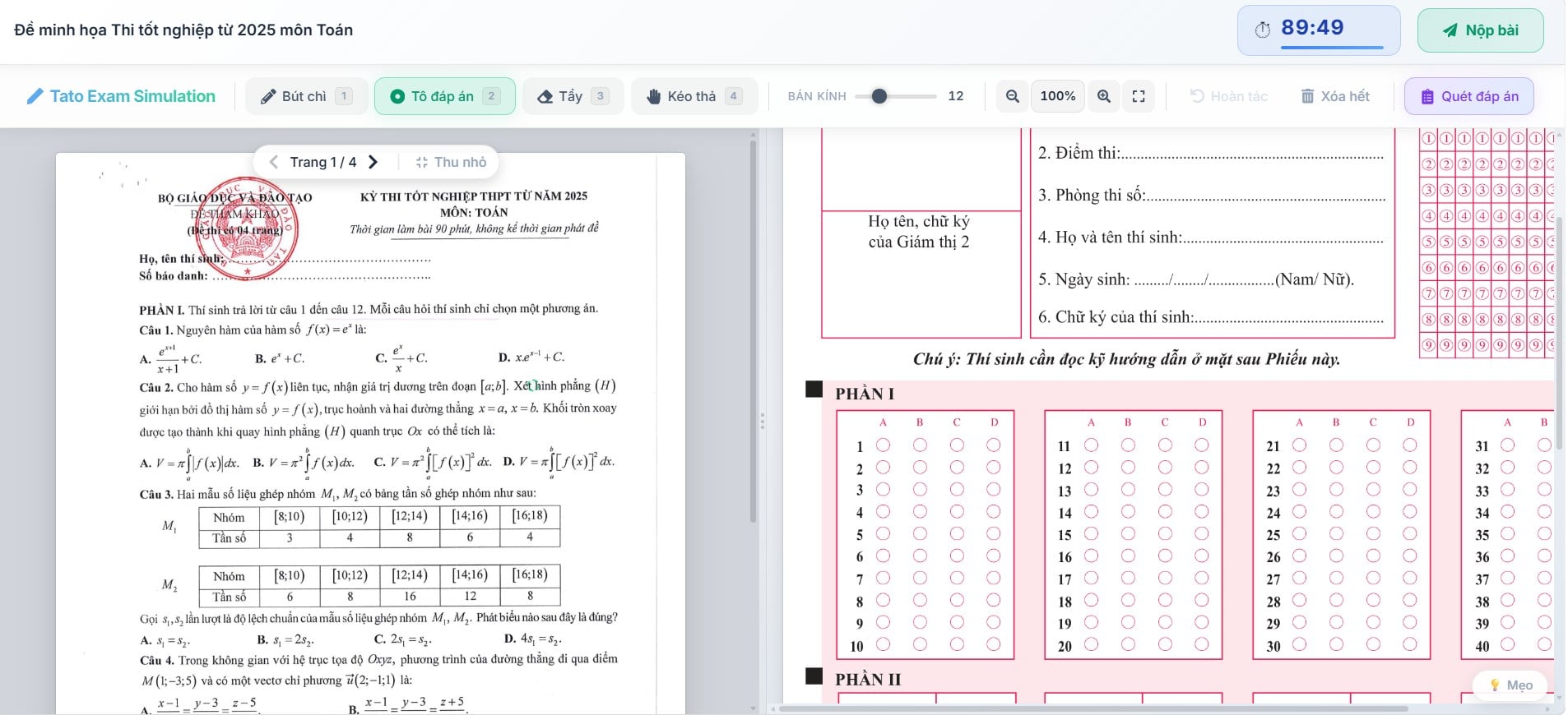 Tato - Hệ thống quản lý và luyện đề trực tuyến, thực tế. - Screenshot 2