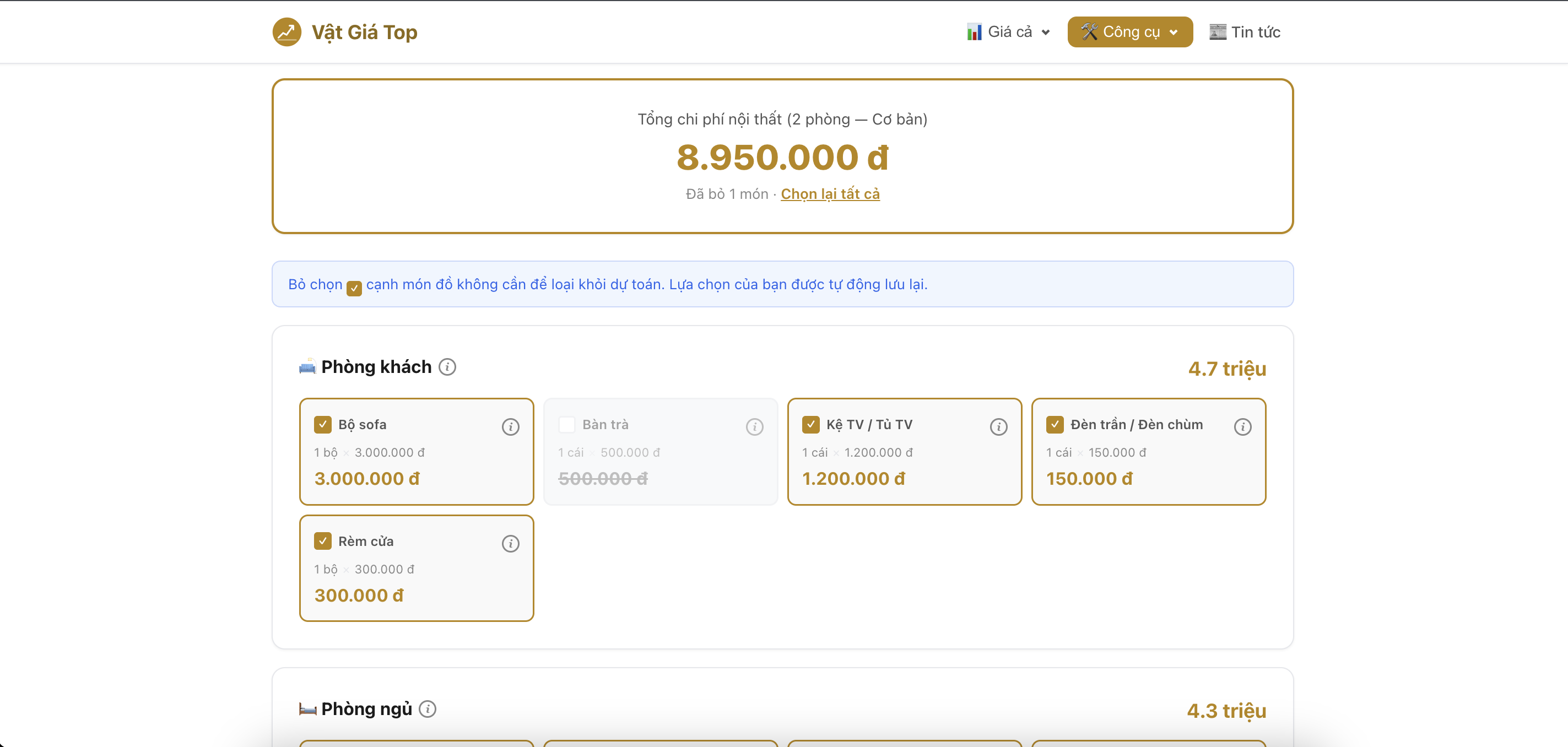Dự toán chi phí xây nhà - Giá vật liệu theo sở xây dựng - Screenshot 2