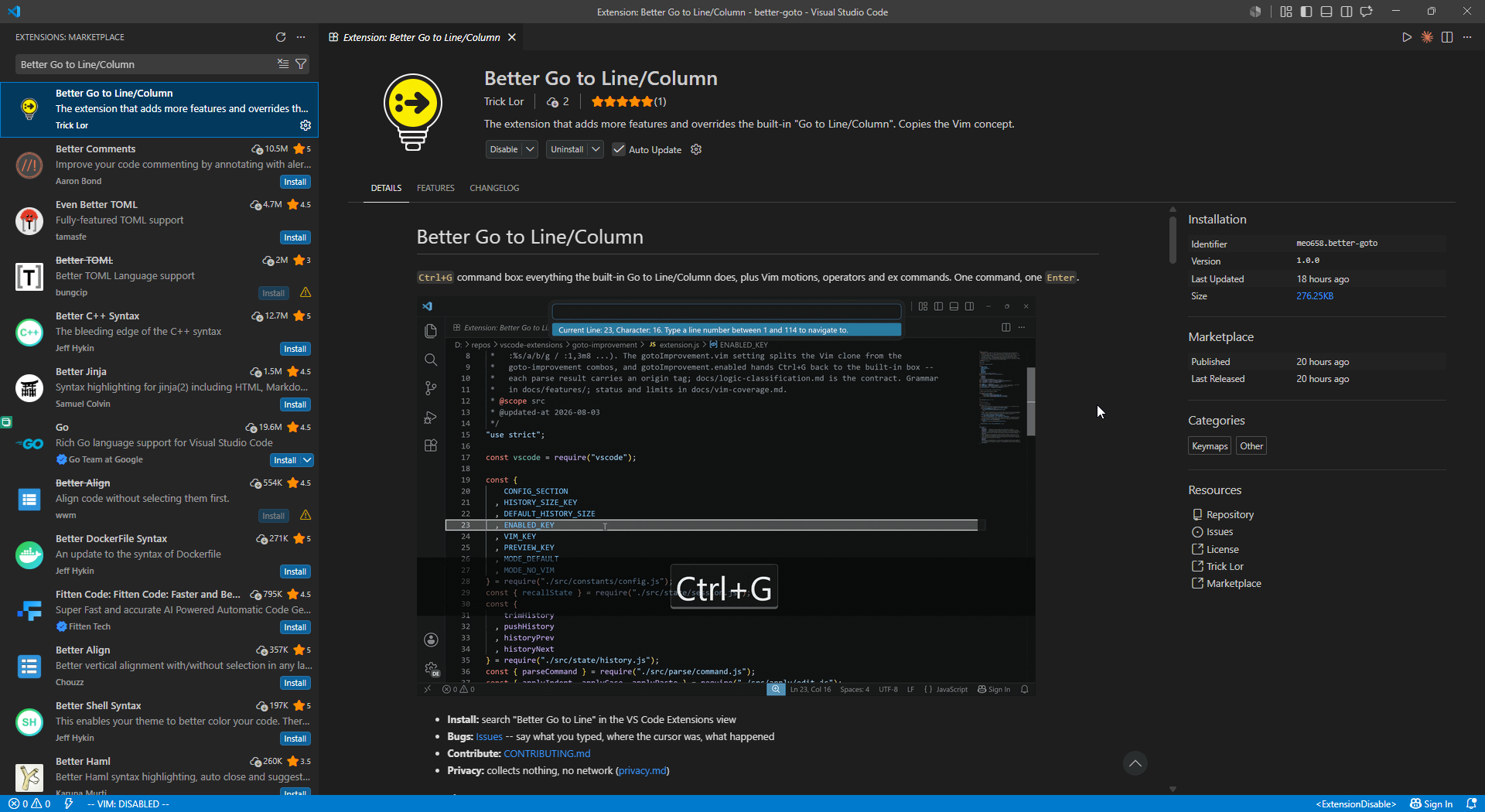Better Go to Line/Column - Screenshot 2