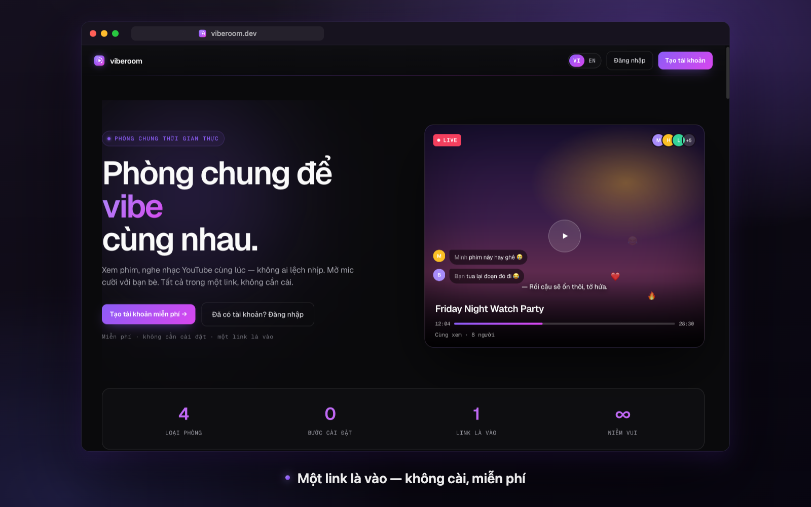 viberoom — xem phim, nghe nhạc, họp & livestream cùng nha... - Screenshot 1