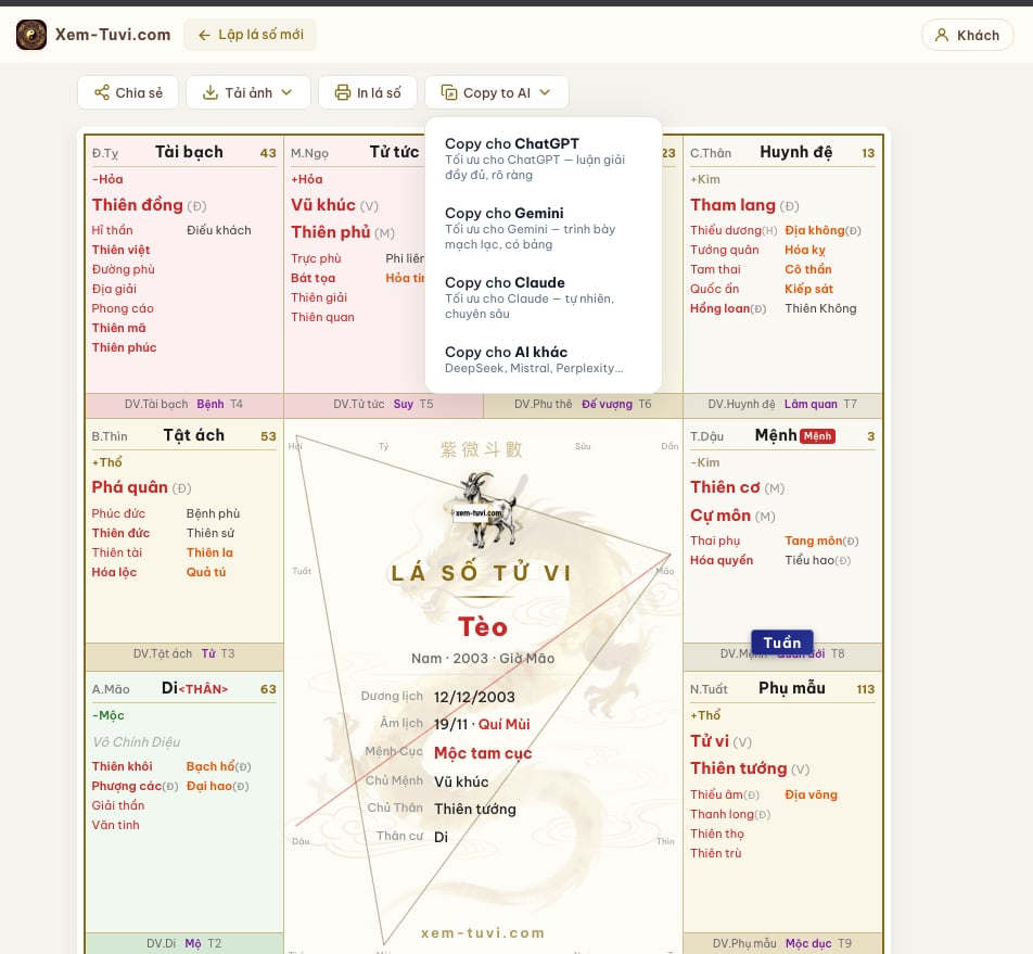 Xem Tử Vi Đẩu Số Online | Lá Số Tử Vi Trọn Đời - Screenshot 2