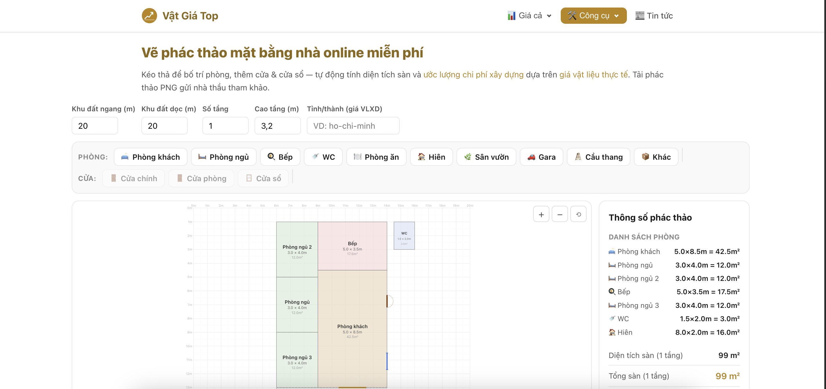 Dự toán chi phí xây nhà - Giá vật liệu theo sở xây dựng - Screenshot 3