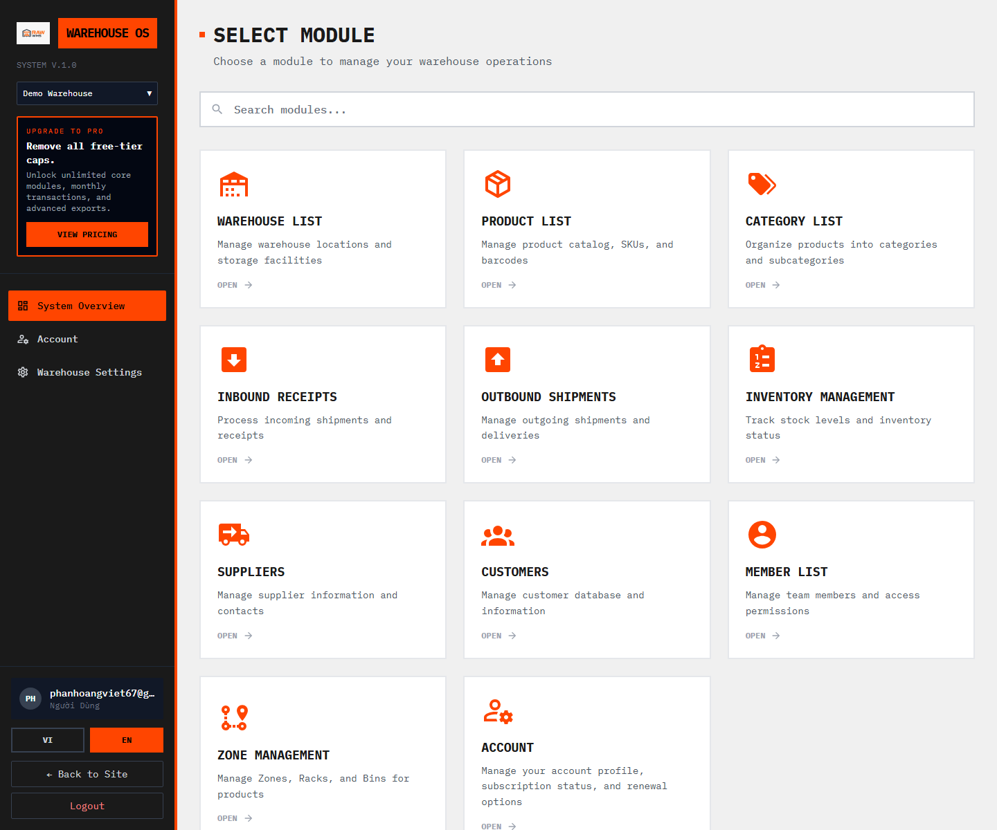 Warehouse OS - Industrial Logistics - Screenshot 1