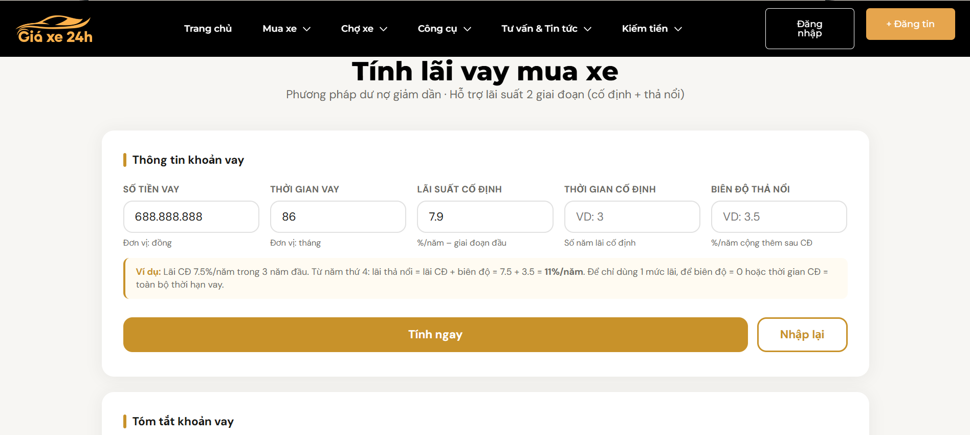 Công Cụ Tính Trả Góp Ô Tô - Screenshot 1