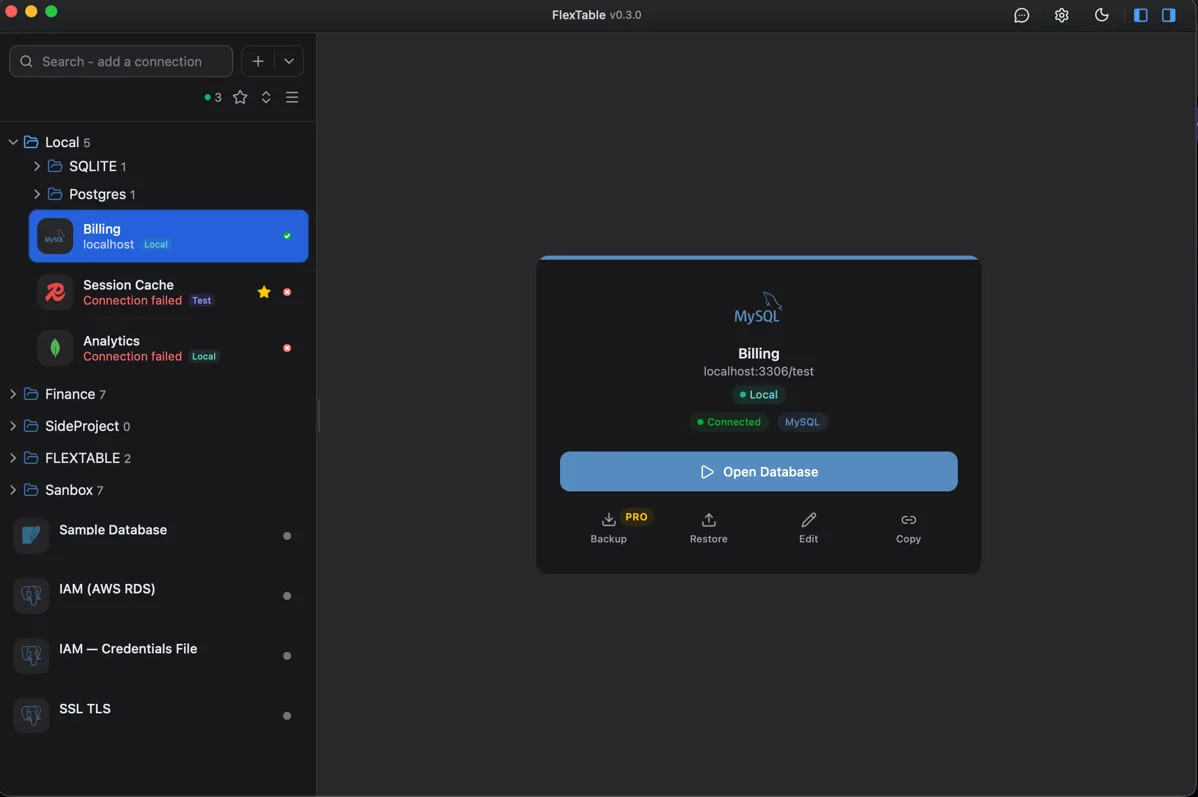 FlexTable - SQL & NoSQL database client, one editor - Screenshot 2