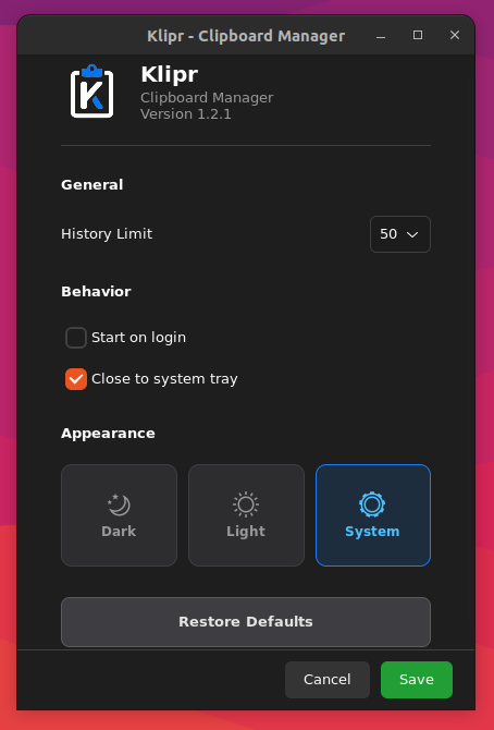 Klipr - Linux Clipboard Manager - Screenshot 2