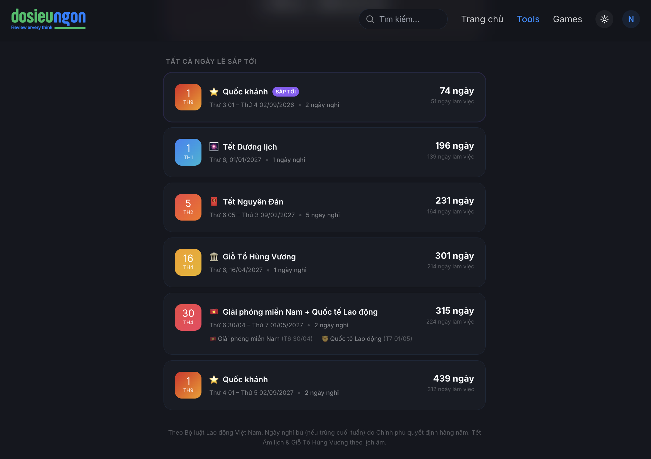 Đếm ngược lễ Việt Nam - Screenshot 2