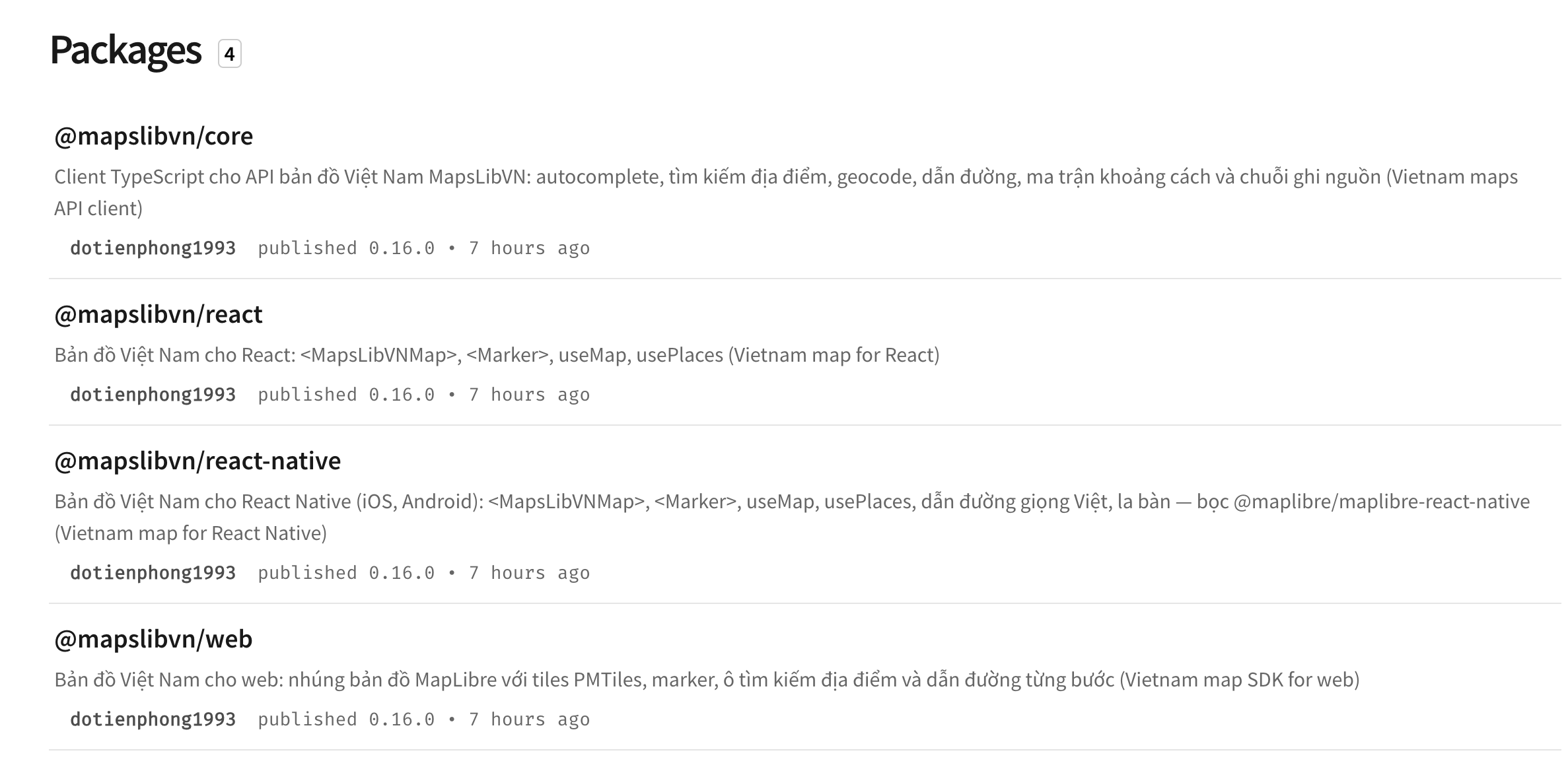 MapsLibVN — API bản đồ và địa điểm Việt Nam - Screenshot 2